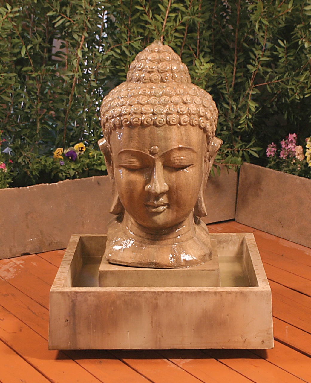 Buddha Head Fountain - Small meditative garden fountain